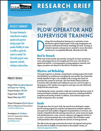 Operator and Supervisor Training