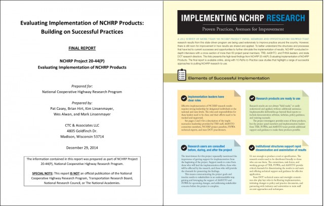 Evaluation of NCHRP research implementation